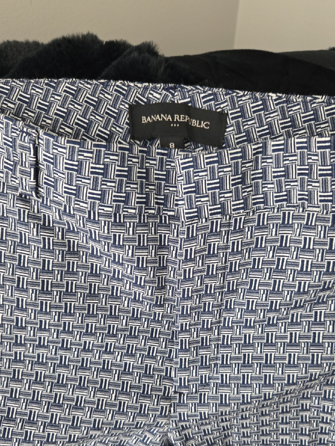 Banana Republic Navy And White Geometric Flat-Front Shorts